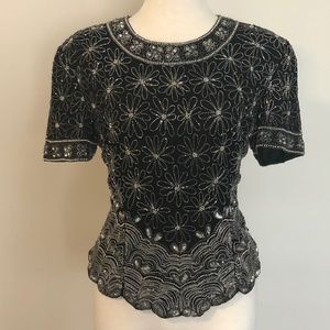 Vintage 'Dress Me Up' Black/Silver Party-Top
